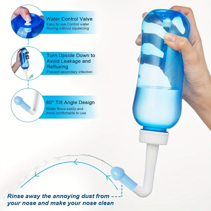 Bình Rửa Mũi, Bình Neti, Bình Rửa Xoang, Dụng Cụ Làm Sạch Mũi, Bộ Tưới Nước Mũi, Không Chứa BPA, Thích Hợp Cho Chăm Sóc Mũi, Hen Suyễn, Mũi Dị Ứng, Sốt Và Sổ Thở, Dung Tích 300ml, Cho Con Bú 2