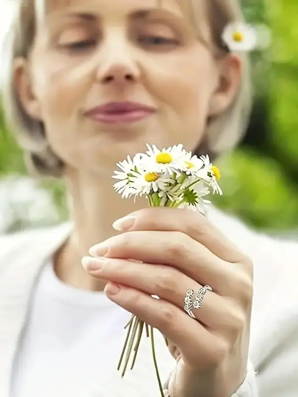 S925 Sterling Silver Flower Design Cuff Ring, Adjustable Ring for Women & Girls, Fashion Jewelry for Party, Daily Clothing Decor, Trendy All-match & Exquisite Jewelry for Anniversary Gift, Valentine's Day Gift for Her, Mother's Day Gift 3