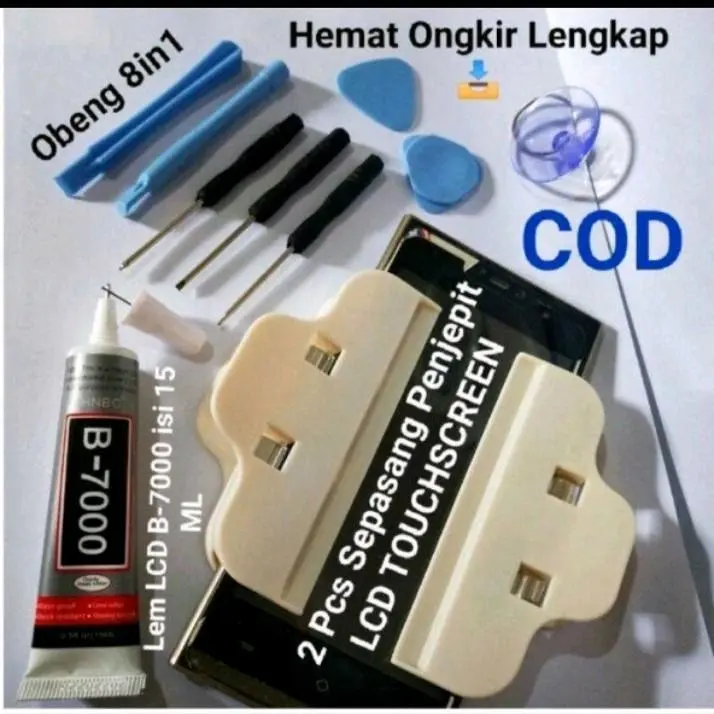 ALAT SERVIS HANDPHONE TOOLS PAKET LENGKAP OBENG 10 IN 1 PENJEPIT LCD CONGKELAN LEM B7000 T7000  OBENG 8 IN 1 PAKET SERVIS HP ALL TYPE 2