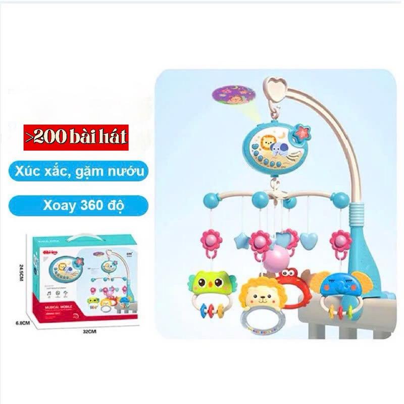 Đồ chơi treo nôi cũi xoay 360 có nhạc có lục lạc xúc xắc cho bé kích thích thị giác cho trẻ sơ sinh