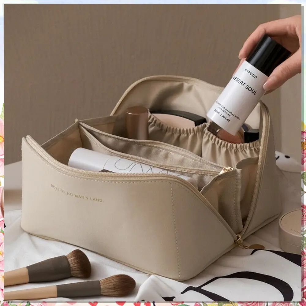 POUCH Cosmetic Bag Tas Kosmetik PU Women Travel Make Up Organizer Bag Pouch For Makeup Portable Kulit Perempuan Wanita