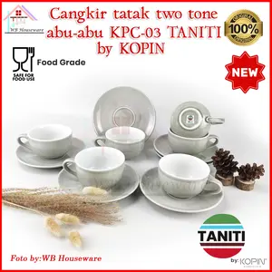 cangkir kopi 6 pasang grey 220ml / coffee set cup and sauacer TANITI two tone KPC-03