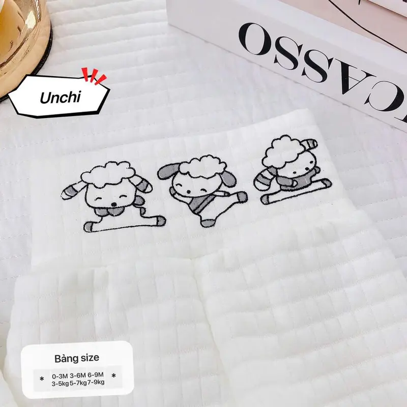 Bộ quần áo trần bông bé trai bé gái sơ sinh Unchi in hình cạp quần chất trần bông dầy ấm giữ nhiệt cho bé 5