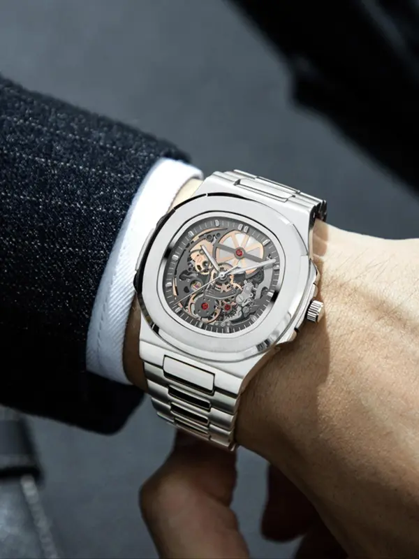Men's Street Trend Automatic Mechanical Watch, Fashion Waterproof Watch for Party, Daily Decor, Trendy All-match & Exquisite Watch for Birthday Gift with Box 7