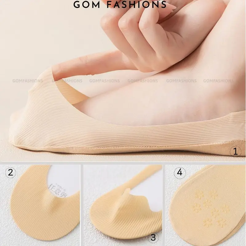 Combo 5 đôi tất lười nữ đệm cao su chống tuột gót GOMTAT, vớ hài mang giày búp bê - BUB-KOL-1302-CB5 6