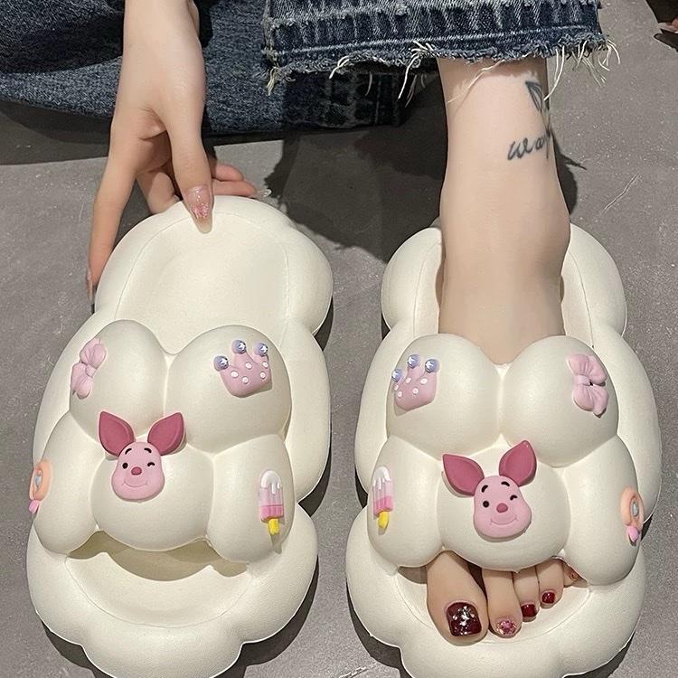 Dép Bông Gòn Heo Hồng Siêu Dễ Thương - Thiết Kế Đám Mây Mềm Mại Đế Dày Chống Trơn Trượt
