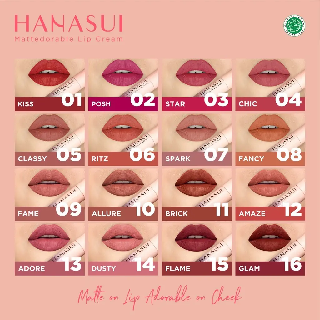HANASUI Mattedorable Lip Cream / Vitamin E and Oil / Lasting / Matte / Bibir / Lipstick