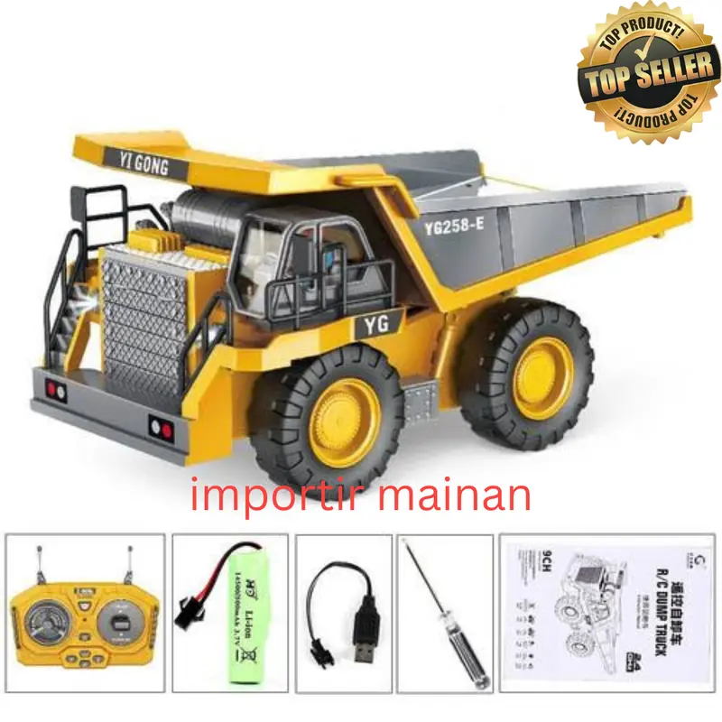 YIGONG 258 21 258-21 mainan remote control rc dump truck alat berat 2