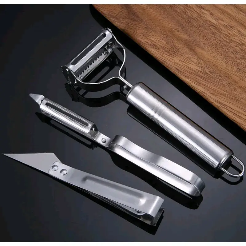 ALAT PENGUPAS STAINLESS 3 IN 1 - PISAU PENGUPAS PISAU PIZZA PEMBERSIH SISIK IKAN STAINLESS 2