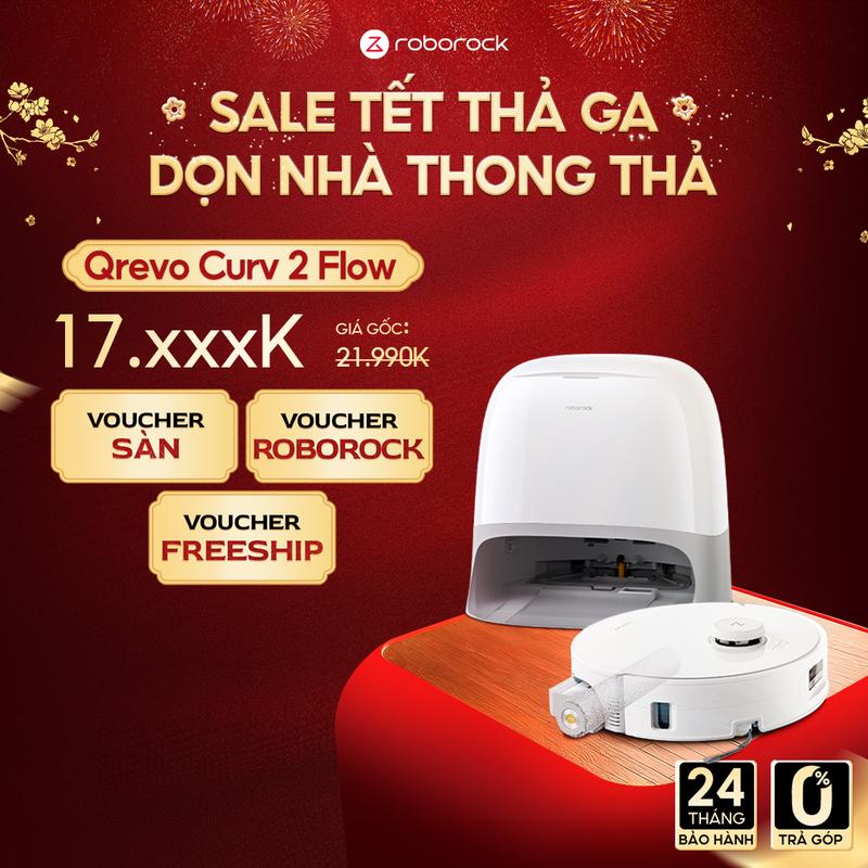 Roborock Qrevo Curv 2 Flow robot hút bụi lau sàn | Giẻ lau con lăn thế hệ mới | Tự động giặt sấy khổ giẻ | Bảo hành 24 tháng
