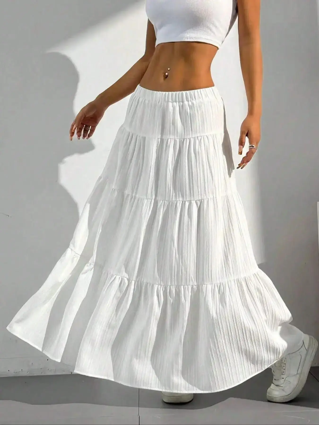 Women's Solid Color Skirt, Fashion Chic Casual Skirt for Daily Holiday Vacation Wear, Ladies Bottoms for All Seasons