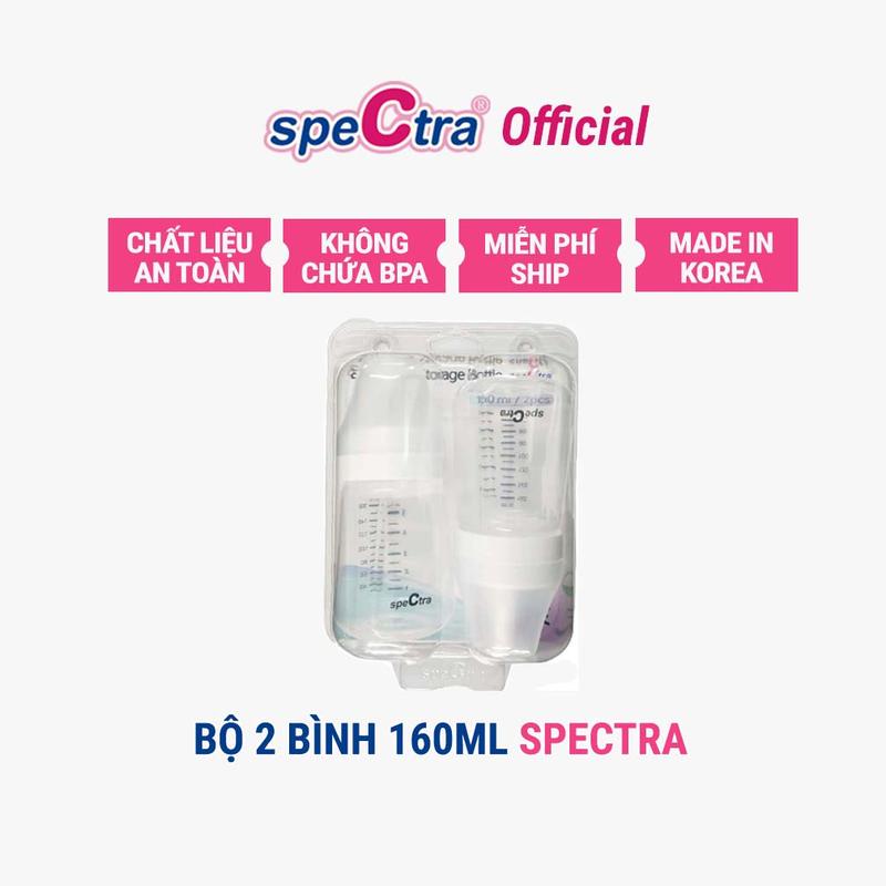  Spectra Bộ Hai Bình Cổ Rộng PP 160ml Chính Hãng Hàn Quốc Chất Liệu An Toàn Không Chứa BPA Dung Tích 160ml Thích Hợp Cho Máy Hút Sữa Spectra 