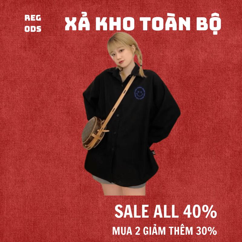 [ XẢ KHO TOÀN BỘ ] Áo  sơ mi tay dài thêu REGODS form rộng unisex nam nữ vải kate chéo - Shirt ss1