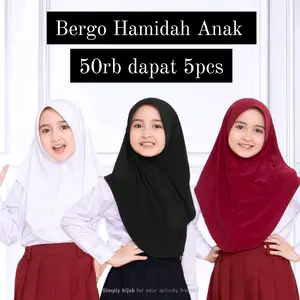 (50rb dapat 5pcs ) Bergo Hamidah Anak Jersey Premium Kerudung Instan Muslim Sekolah