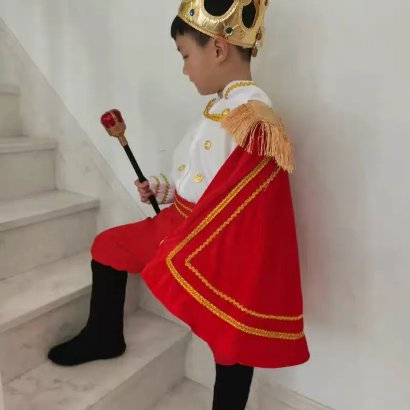 Trang phục hoàng tử đầy đủ phụ kiện, vương miện, gậy cầm tay cho bé trai, Halloween 2024 3