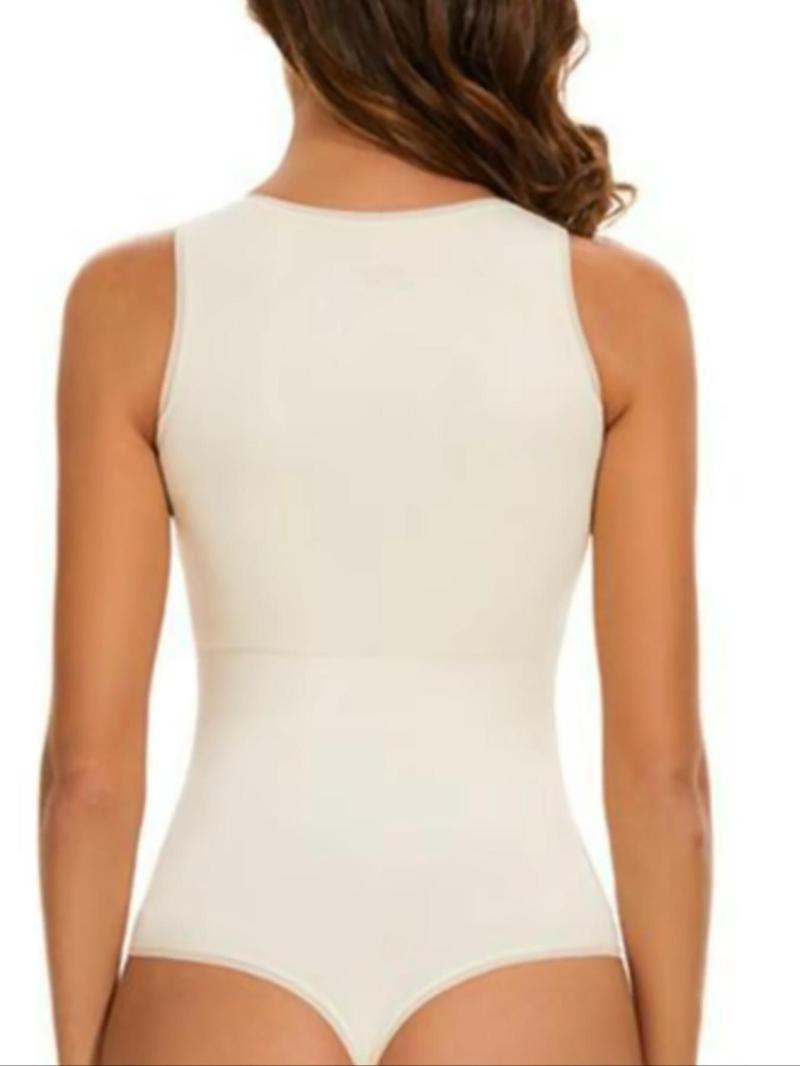 Product Introduction of Women's Solid Round Neck Bodysuit, Casual Sleeveless Bodysuit for Daily Wear, Ladies Clothes for All Seasons 5