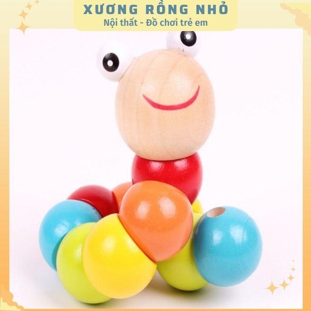 Đồ Chơi Con Sâu Gỗ - Uốn Dẻo - Nhiều Màu Sắc, đồ chơi gỗ phát triển trí tuệ, giáo cụ montessori, Xương Rồng Nhỏ 4