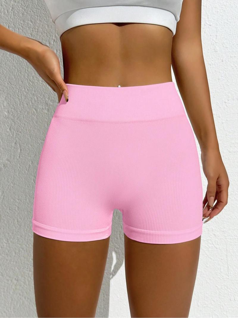 Product Introduction of Women's Solid Color Ribbed High Waist Gym Shorts, Slim-fitting Casual Breathable Comfortable Skinny Shorts for Yoga Gym Workout Running, Ladies Sportswear for Indoor Outdoor Wear 5