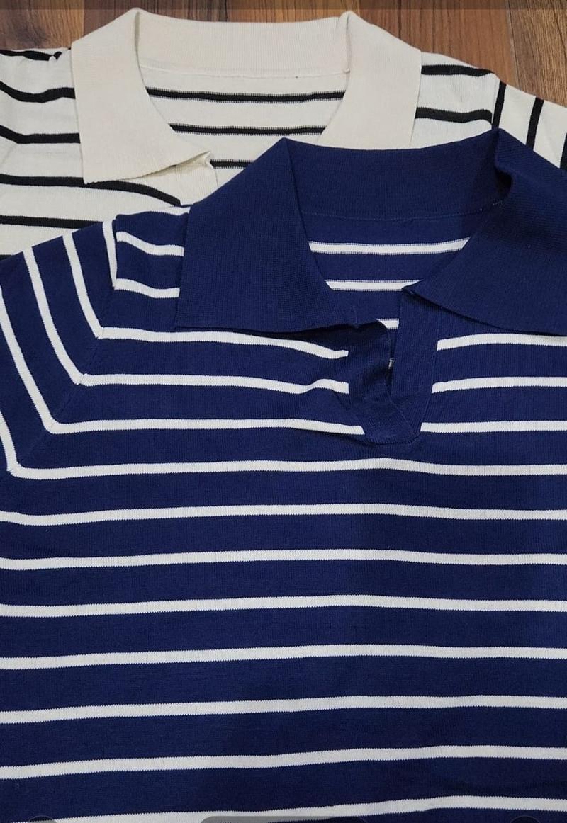 Product Introduction of BLOUSE WANITA KOREA STRIPE Hitam Navy Baju rajut salur wanita Atasan knitwear basic 21