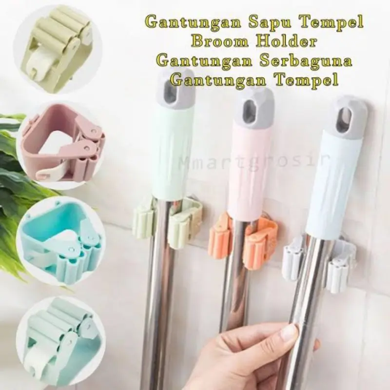 Gantungan sapu 1 slot multifungsi gantungan serbaguna mop holder serbaguna
