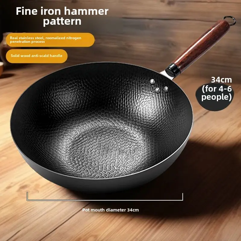 Zhangqiu Iron Pan Hand-Forged Non-Stick Pan Gas Induction Cooker Special Open Pan Uncoated Flat Pan for Cooking stainless  steel  pan teflon clay  pot cast  iron  skillet wok pan pot