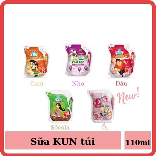 Kun Sữa Chua Uống Thùng 24 Túi x 110ml - Nhiều Hương Vị, Dinh Dưỡng Cao và Nhiều Vitamin