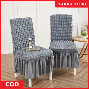 ZakkaStore  Penutup Alas Sarung Kursi Elastis Scretch Tebal Mewah Renda Abstract SARUNG KURSI MAKAN RENDA DINING CHAIR COVER WITH LACE KAIN COVER KURSI bebas dicuci sabby red