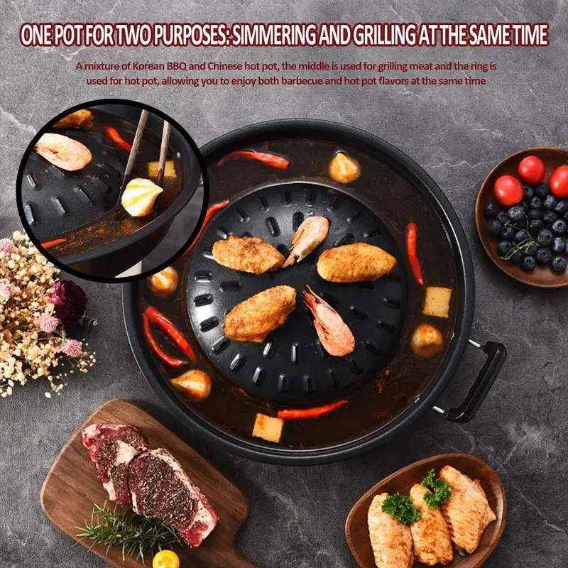 Nồi lẩu, Nồi tất cả trong một, Nhà hàng Thái Lan Shabu nướng, Thích hợp để sử dụng Ngoài trời, Trong nhà và nướng thương mại, T2R0 3