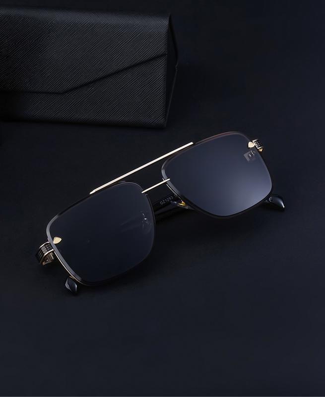 Product Introduction of Men's Glasses 2023 New Retro Metal Double Beam Sunglasses Square Frame Trimming Driving Sunglasses 2