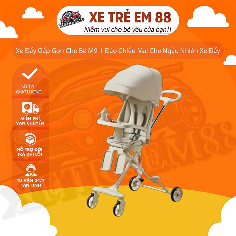 Xe Đẩy M9-1 đảo chiều gấp gọn mẫu mới có bàn ăn dặm Cho Bé (Mái che ngẫu nhiên) hợp kim nhôm đen cao cấp xe đẩy chilux xe đẩy xe đẩy