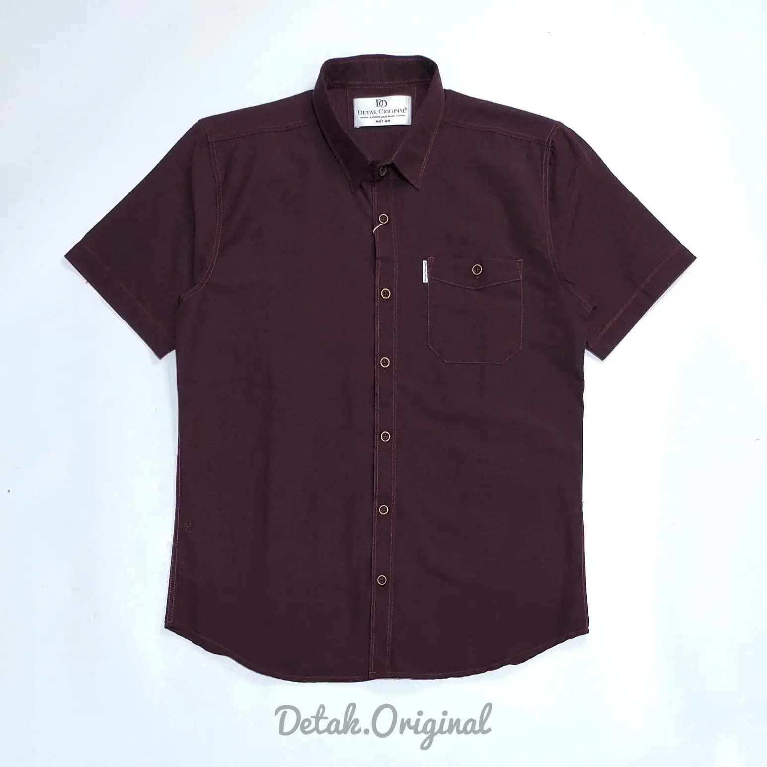 Detak Original Kemeja Polos Pria Lengan Pendek Cigarette Premium Slimfit [ BURGUNDY ]