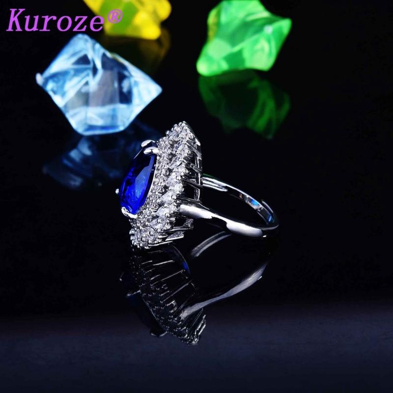 Product Introduction of Kuroze Exquisite Set Natural Sapphire Pendant Open Ring Earrings 23