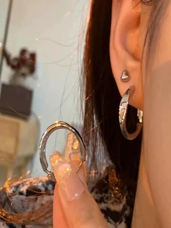 Minimalist Plain Color Hoop Earrings, Fashionable Earrings for Women & Girls, Trendy All-match & Exquisite Jewelry for Birthday Gift 2