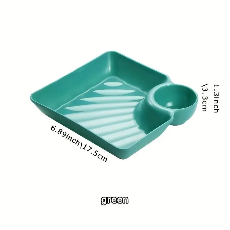 4pcs Dumpling Plate With Sauce Dish, Creative Square Snack Plate, Household Dipping Plate For Kitchen Dining Room Round Set 1