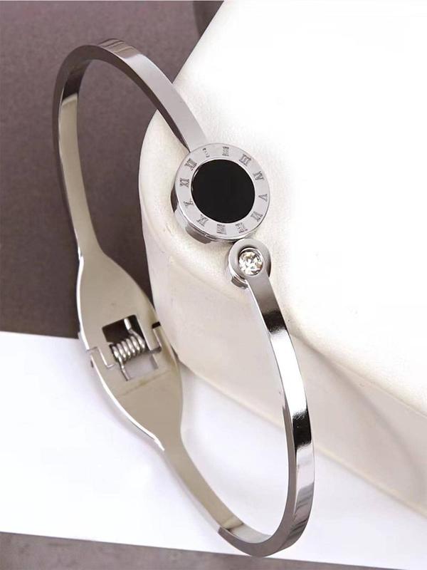 Fashionable Stainless Steel Roman Numerals Decorated Bangle, High Quality and Exquisite Bangle, Casual Versatile Party Accessories for Women 6