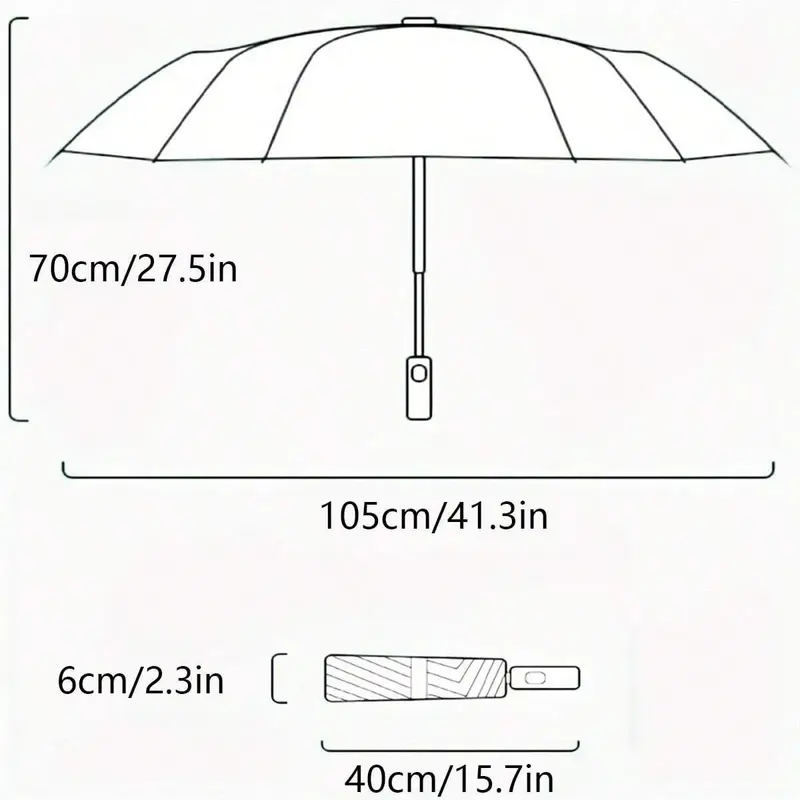 Automatic Folding Umbrella, 1 Count Portable Rain Umbrella with Loop Buckle, Windproof & Waterproof Umbrella for Men & Women, Halloween Gifts Lightweight Black 1