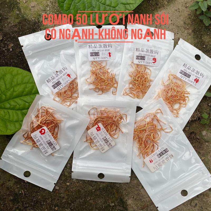Lưỡi câu cá nanh sói vẩy rồng COMBO 50 Lưỡi From To Săn Hàng Chất Liệu Thép Carbon Đi Câu