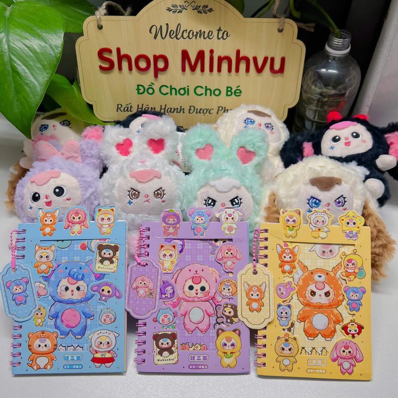  Sổ hình dán kết hợp sổ ghi chú baby three  sổ 15 trang sticker dán baby three 