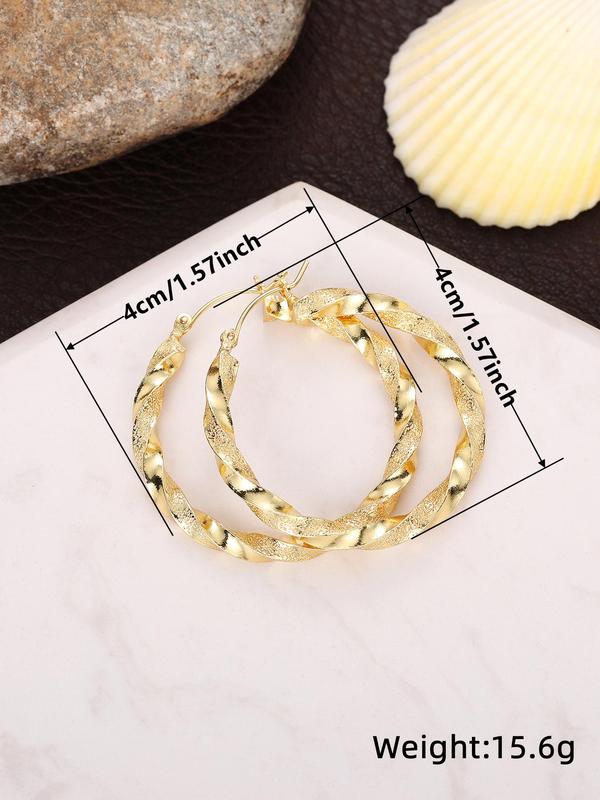 Women's Elegant Texture Metal Hoop Earrings, Gorgeous Trendy Hoop Earrings, Fashionable Vintage Jewelry As Birthday Gift 1