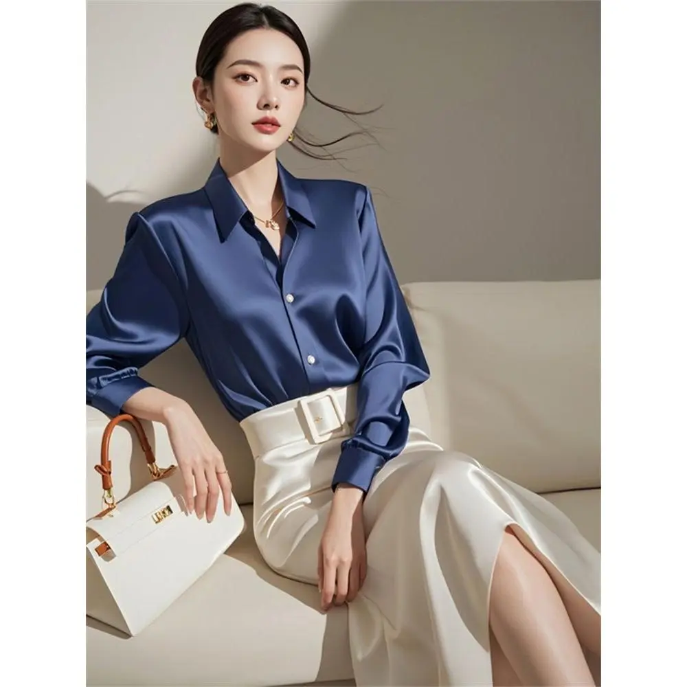 Bộ Áo Sơ Mi Dài Tay Và Chân Váy Cạp Cao Phong Cách Cổ Điển Thích Hợp Cho Mùa Thu