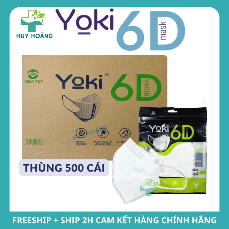   Sỉ Thùng 500 cái  Khẩu trang 6D YOKI Mask 5 lớp dày dặn kháng khuẩn lọc bụi mịn không khí 