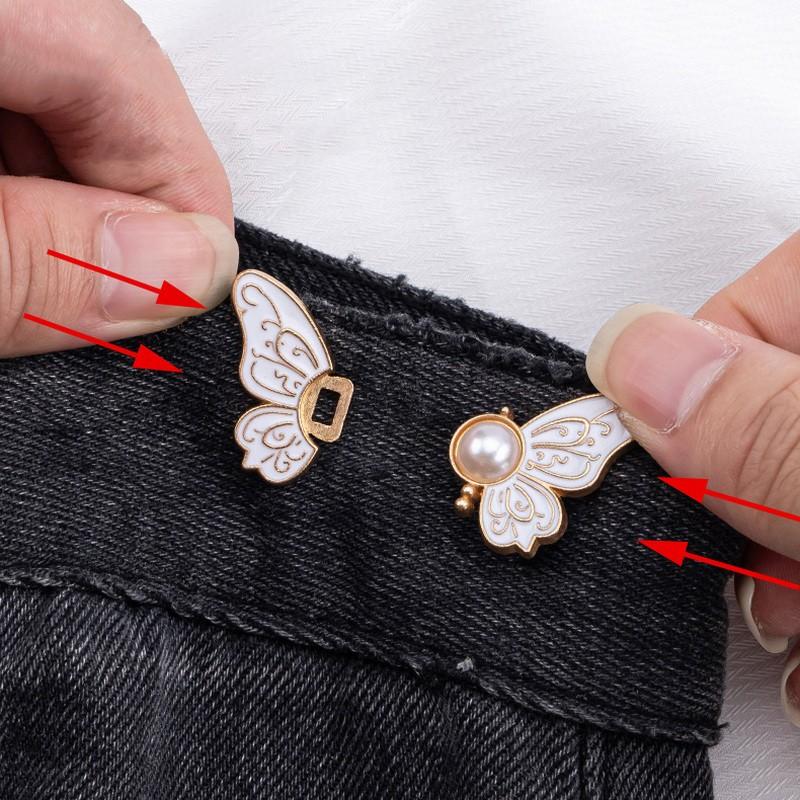 Khóa Thắt Lưng Hình Bướm, Dành Cho Váy Và Quần Jean Nữ, Kẹp Thắt Lưng Có Thể Điều Chỉnh Nút Thu Nhỏ Thắt Lưng, Ghim Kim Loại, Phụ Kiện Quần Áo, 1 Đôi 2