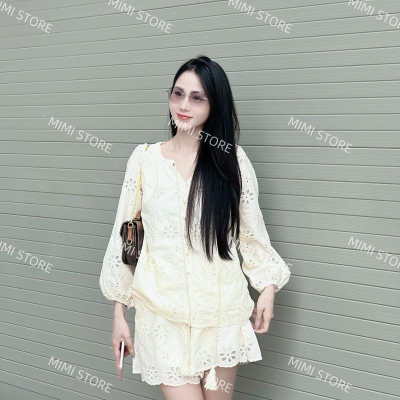 [Mã 02] Set quần áo nữ đục lỗ thêu hoa hai lớp (Dài tay) 2