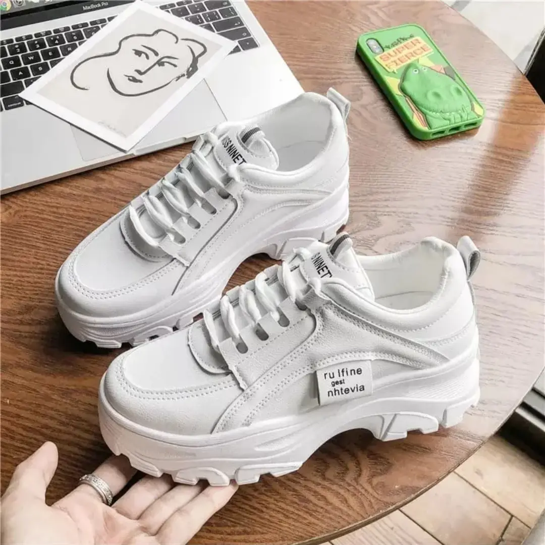ZEVANIA-Sepatu Sneakers Wanita Style Korea NHTPIA S15 Shoes Casual Sport Olahraga Cewek Sepatu Kasual Warna Putih