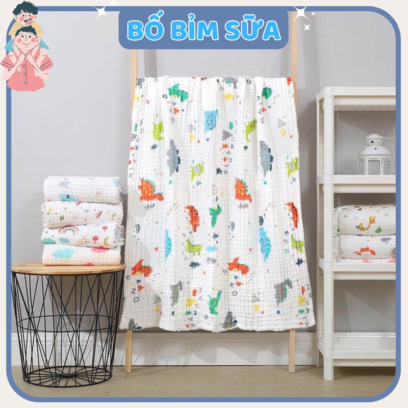 Khắn tắm quấn xô 6 lớp, khăn quấn xô muslin 6 lớp mềm mại, an toàn cho bé kích thước 110*110cm