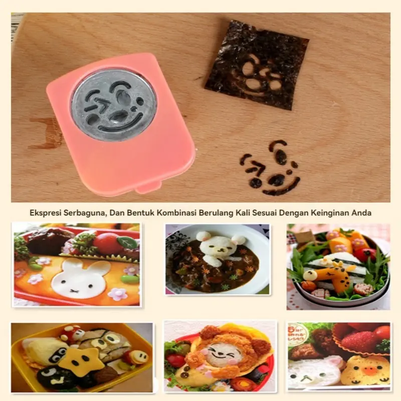 Nori Puncher Alat Pemotong Nori Rumput Laut Untuk Membuat Sushi / Cetakan Pemotong Onigiri Sushi / Nori Puncher Bento Pemotong Rumput Laut Cutter Cetakan Seaweed Food Molder Shaper Bekal Mold 7