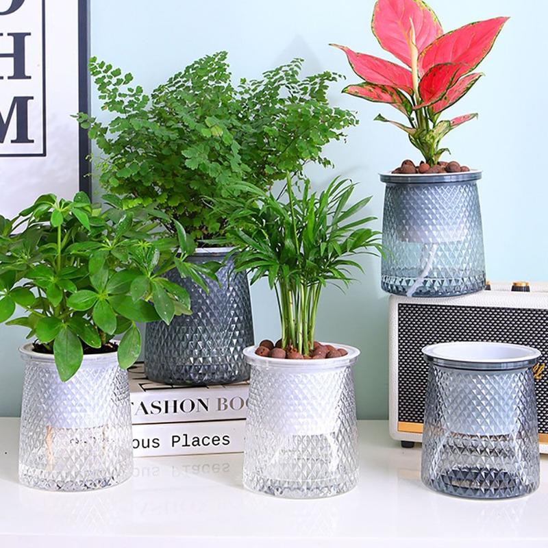 Chậu cây bằng nhựa, thực tế, tự tưới nước, đồ dùng trong vườn, chậu hoa, mức nước có thể nhìn thấy, chậu trồng nước