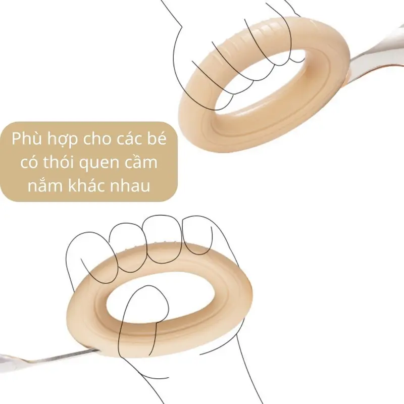 Set Thìa Tập Xúc Cong An Toàn Cho Bé, Đầu Thìa Dĩa Cong, Tay Cầm Silicone Cao Cấp, Dùng Được Trong Máy Rửa Bát 3
