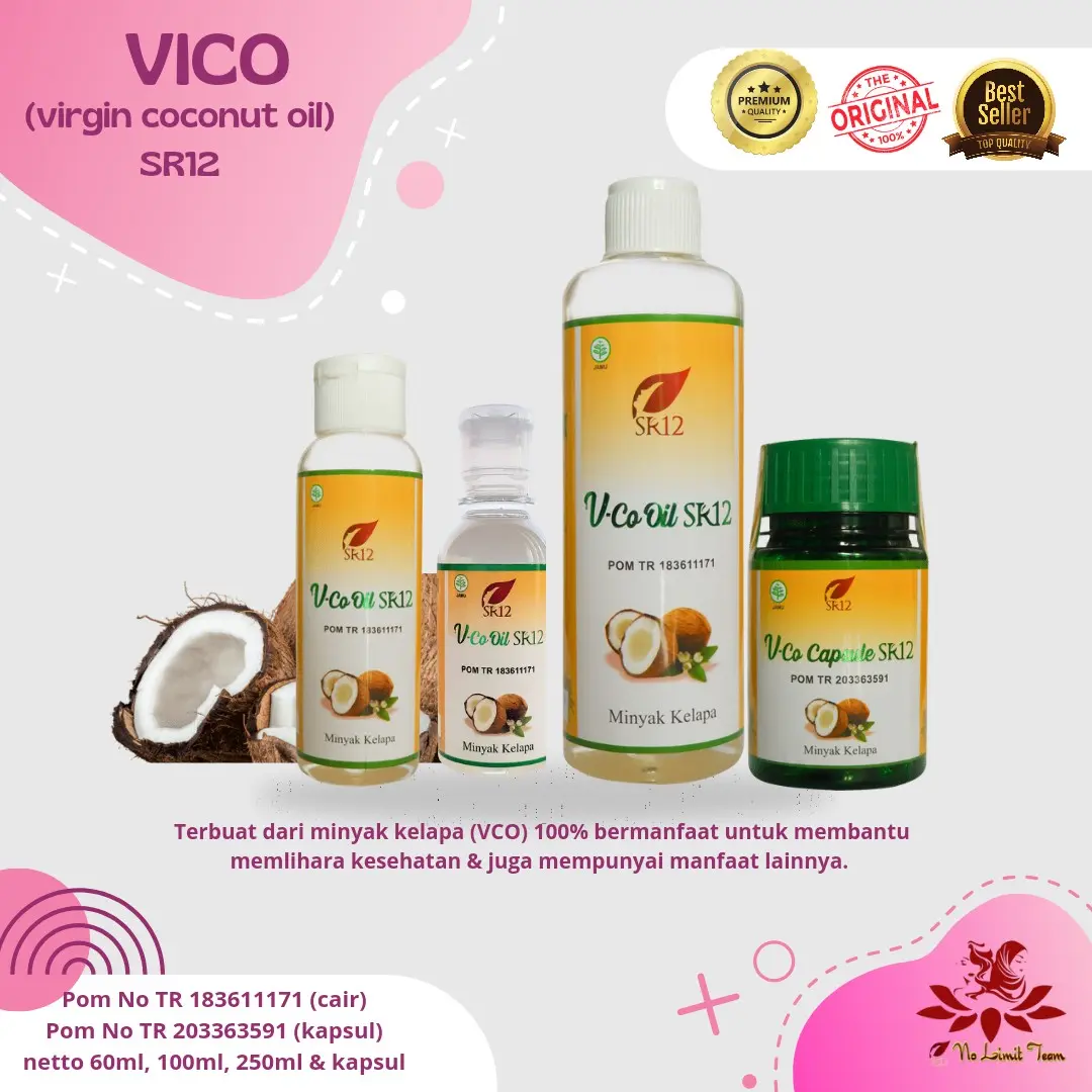VCO SR12, Minyak kelapa murni, vico, virgin coconut minyak kelapa