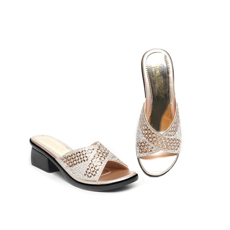 Dép Nữ Đế PU Đen Siêu Nhẹ Cao 5cm Hanatabi Quai Ngang Đính Đá Bigsize (35-42) Mã HNDE5F1110 4